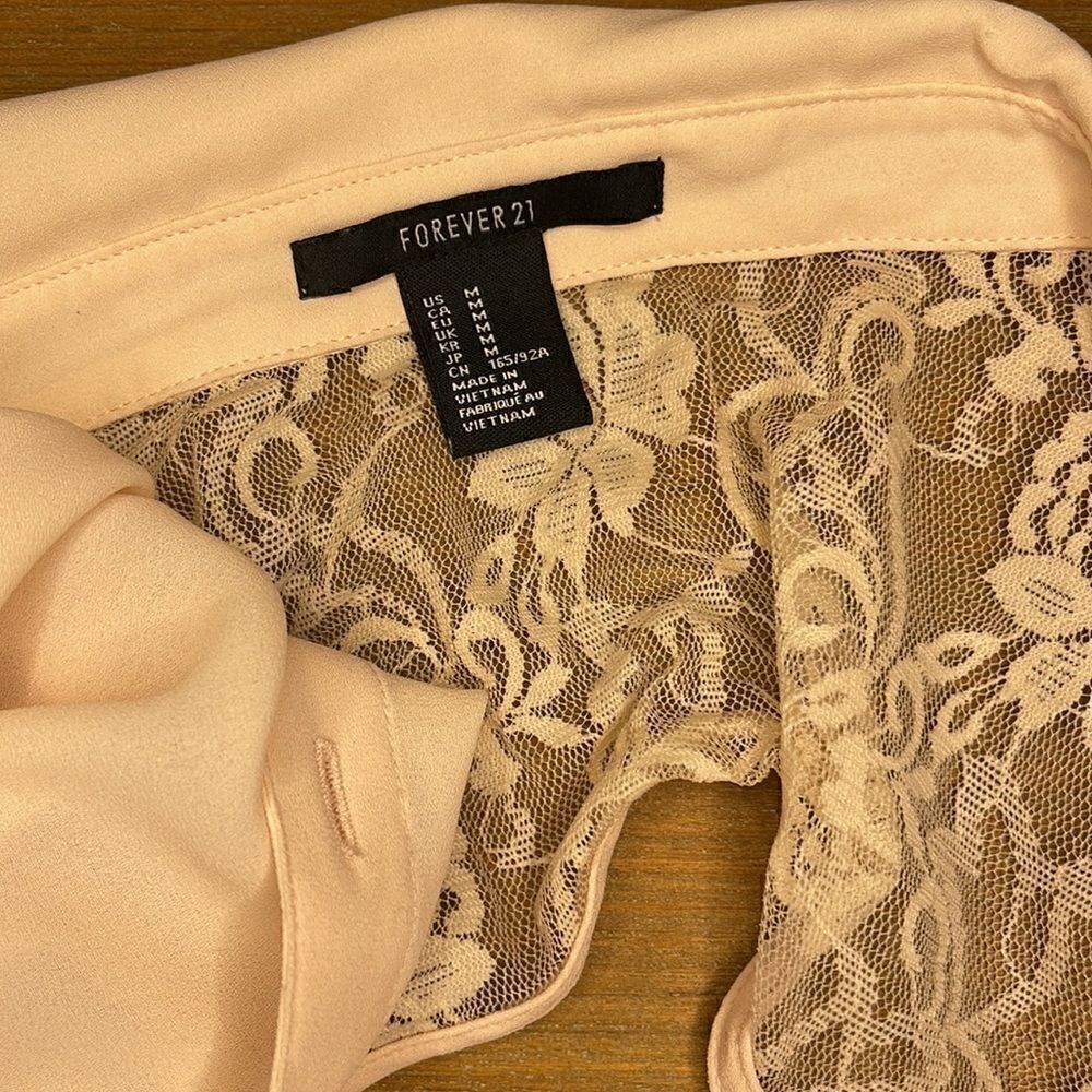 Forever 21 Cream Lace Button Down Blouse - Picture 9 of 10